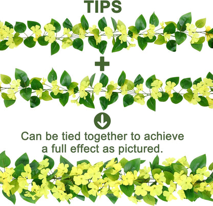 2Pcs Fake Vines Artificial Ivy Garland with Faux Pothos Leaves | Fake Plants Greenery for Bedroom Living Room Office Wall Garden Wedding Party Indoor Outdoor Decor Aesthetic