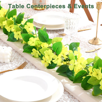 2Pcs Fake Vines Artificial Ivy Garland with Faux Pothos Leaves | Fake Plants Greenery for Bedroom Living Room Office Wall Garden Wedding Party Indoor Outdoor Decor Aesthetic