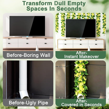 2Pcs Fake Vines Artificial Ivy Garland with Faux Pothos Leaves | Fake Plants Greenery for Bedroom Living Room Office Wall Garden Wedding Party Indoor Outdoor Decor Aesthetic