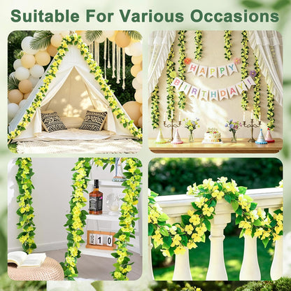 2Pcs Fake Vines Artificial Ivy Garland with Faux Pothos Leaves | Fake Plants Greenery for Bedroom Living Room Office Wall Garden Wedding Party Indoor Outdoor Decor Aesthetic