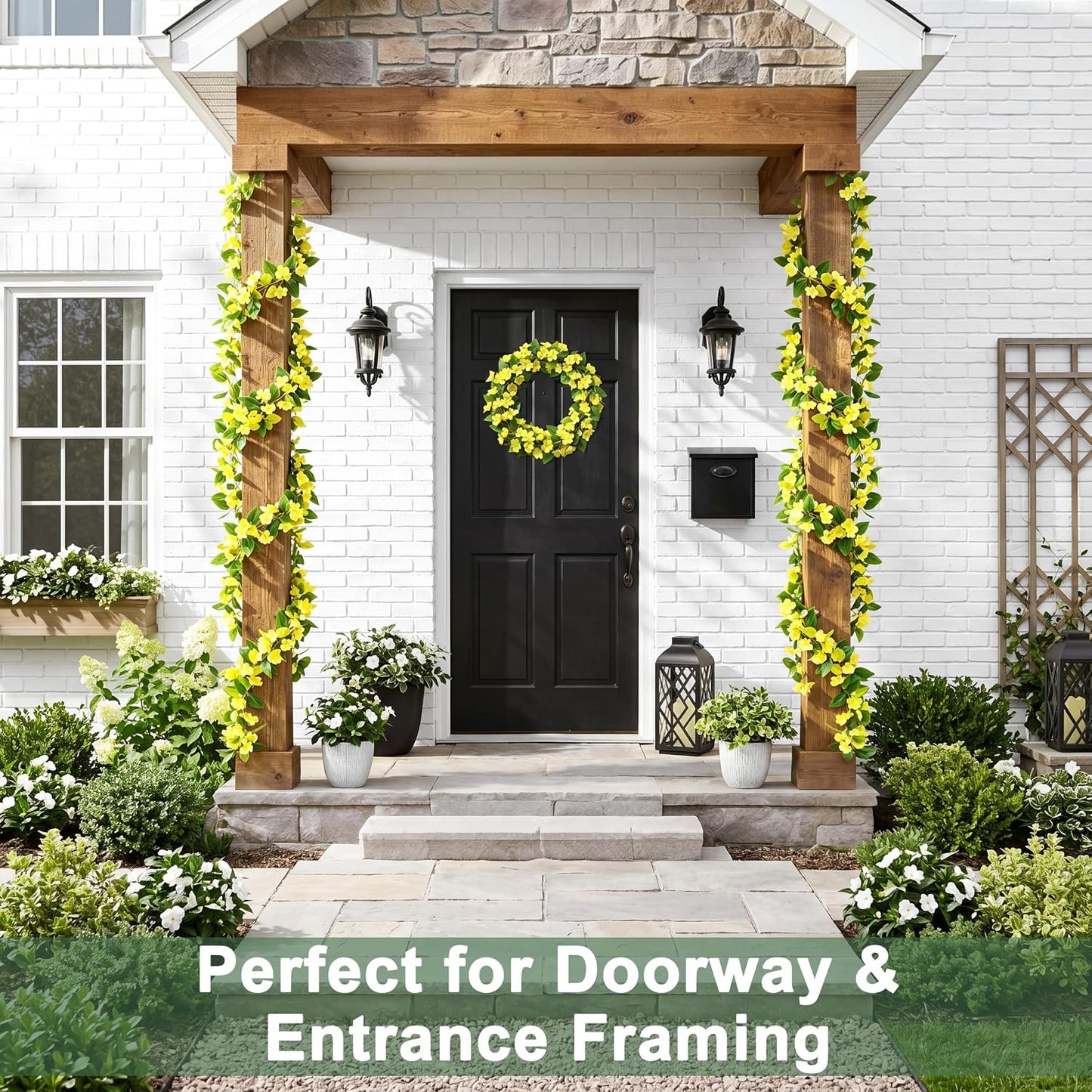 2Pcs Fake Vines Artificial Ivy Garland with Faux Pothos Leaves | Fake Plants Greenery for Bedroom Living Room Office Wall Garden Wedding Party Indoor Outdoor Decor Aesthetic