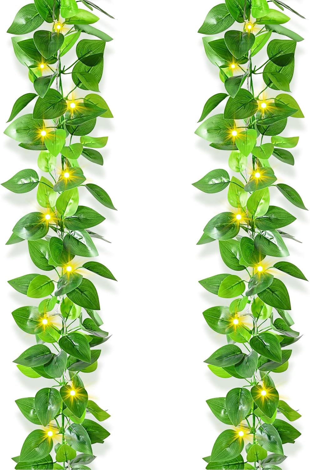 2Pcs Fake Vines Artificial Ivy Garland with Faux Pothos Leaves | Fake Plants Greenery for Bedroom Living Room Office Wall Garden Wedding Party Indoor Outdoor Decor Aesthetic