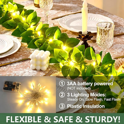 2Pcs Fake Vines Artificial Ivy Garland with Faux Pothos Leaves | Fake Plants Greenery for Bedroom Living Room Office Wall Garden Wedding Party Indoor Outdoor Decor Aesthetic