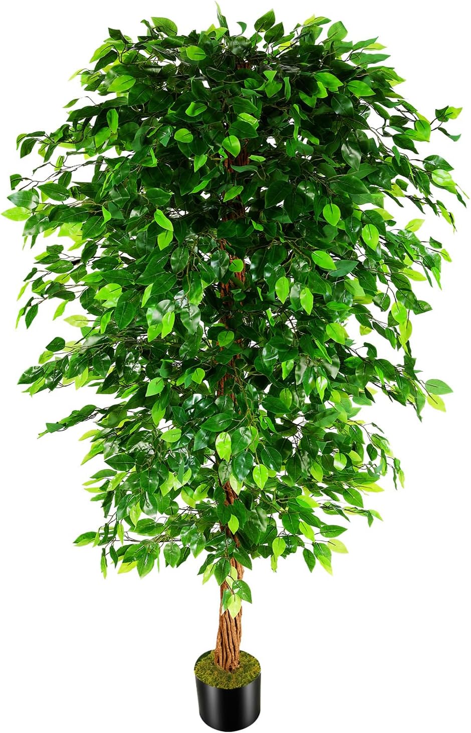 OXLLXO 6ft Artificial Ficus Silk Tree (72in) with Plastic Nursery Pot Faux Tree, Fake Plant for Office House Farmhouse Living Room Home Decor (Indoor/Outdoor)