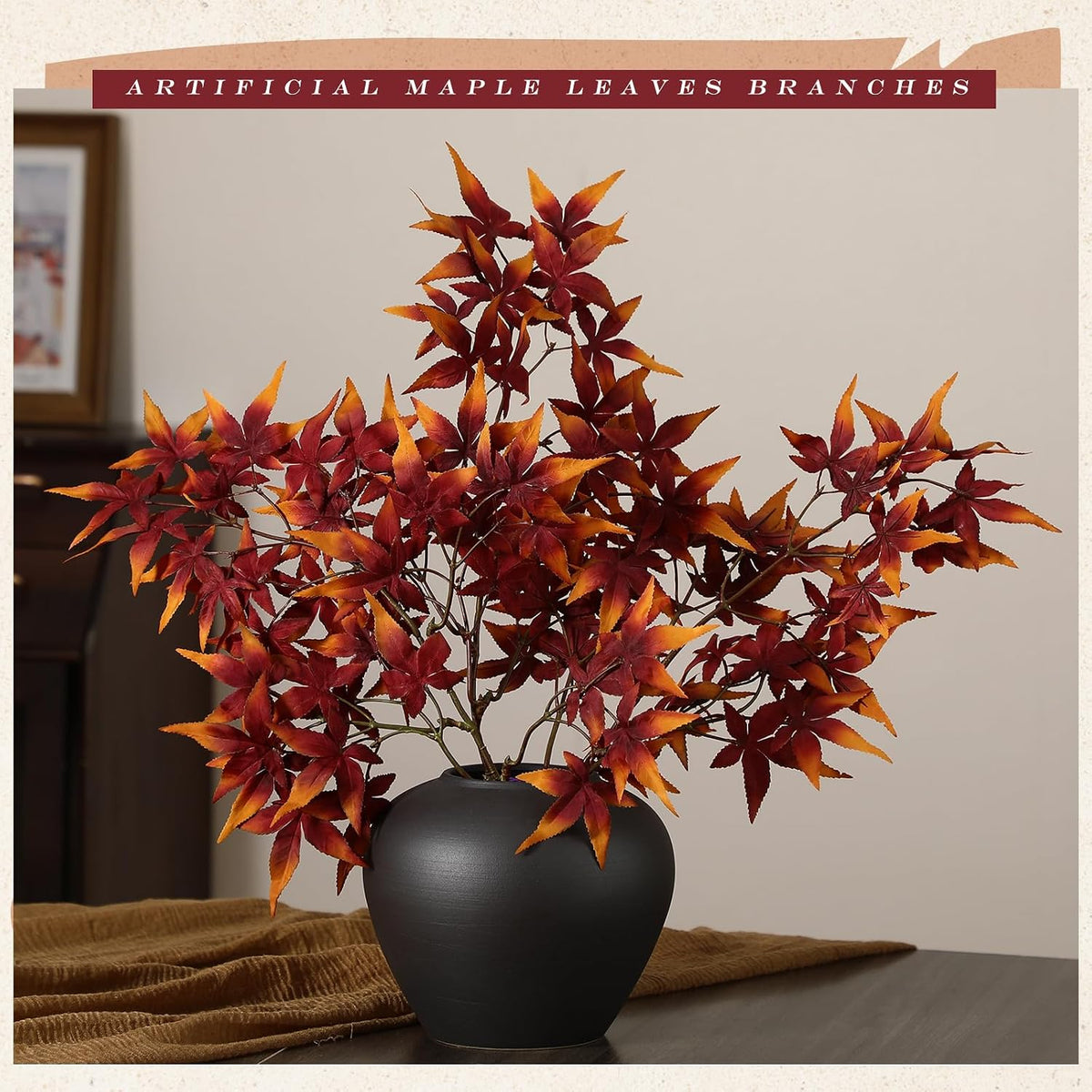 29" Fall Stem Leaf for Vase Artificial Japanese Maple,Orange Red