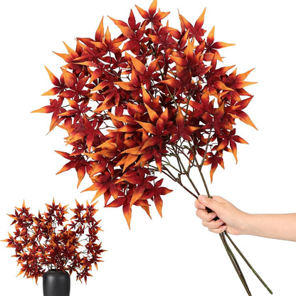 29" Fall Stem Leaf for Vase Artificial Japanese Maple,Orange Red