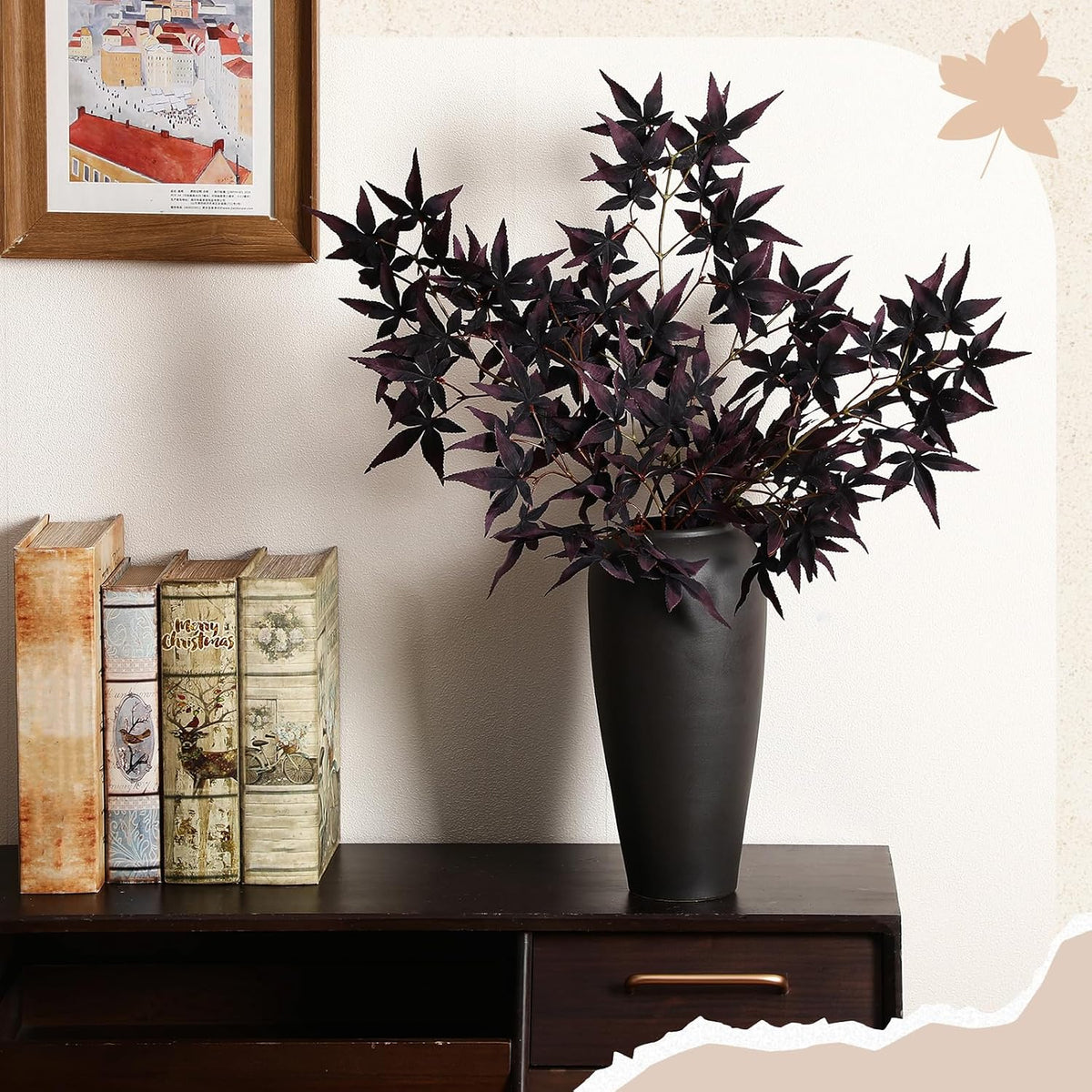 29" Fall Stem Leaf for Vase Artificial Japanese Maple,Orange Red