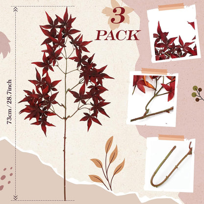 29" Fall Stem Leaf for Vase Artificial Japanese Maple,Orange Red