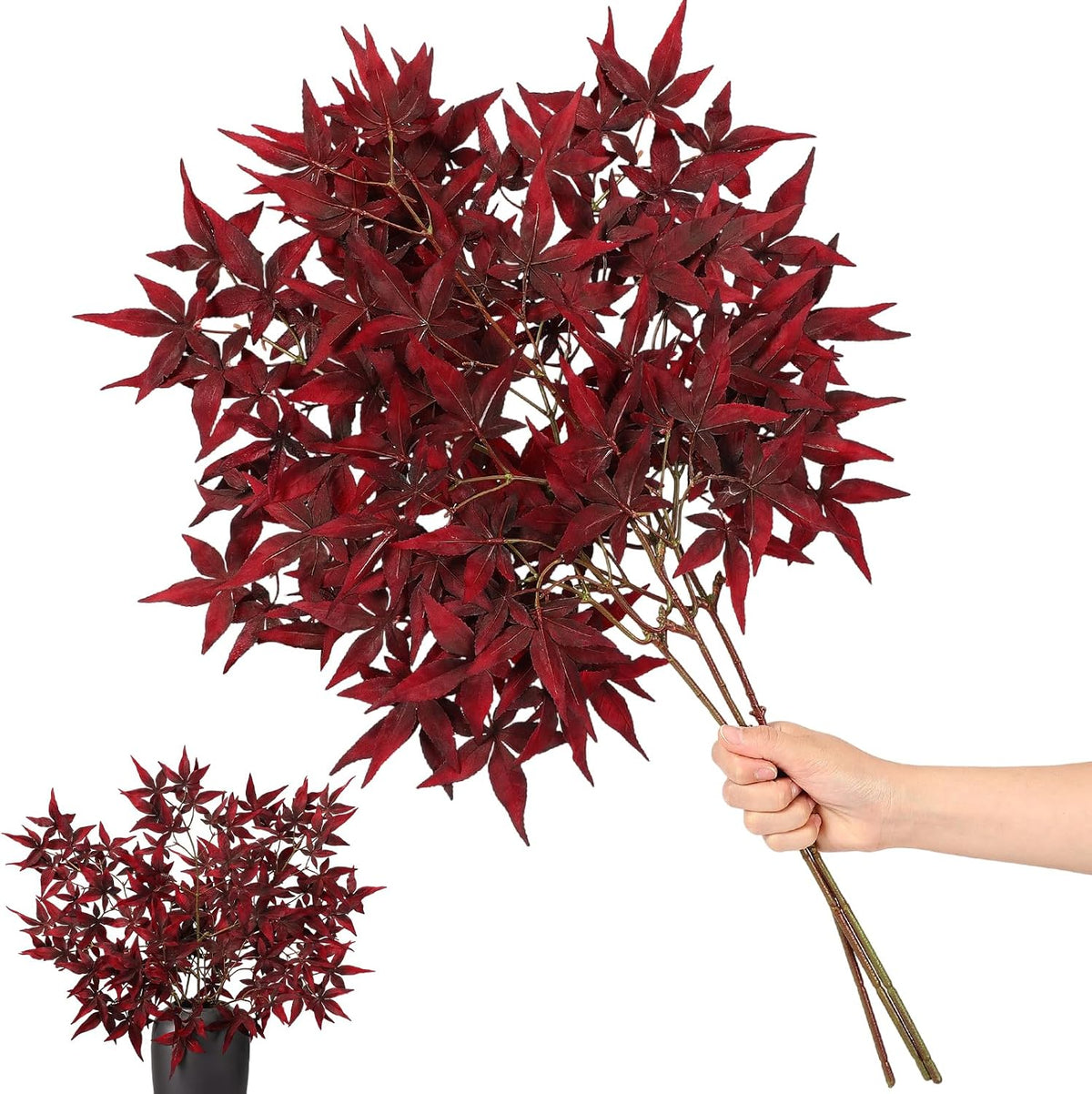 29" Fall Stem Leaf for Vase Artificial Japanese Maple,Orange Red