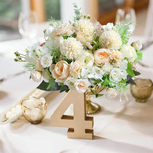 White Artificial Flowers, Fake Silk Peonies Bouquet