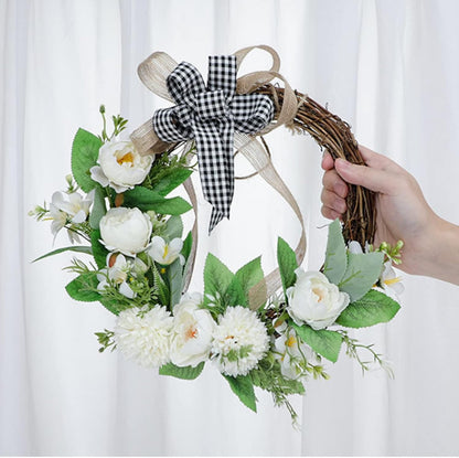 White Artificial Flowers, Fake Silk Peonies Bouquet