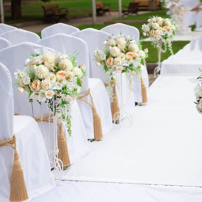 White Artificial Flowers, Fake Silk Peonies Bouquet