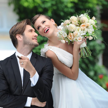 White Artificial Flowers, Fake Silk Peonies Bouquet