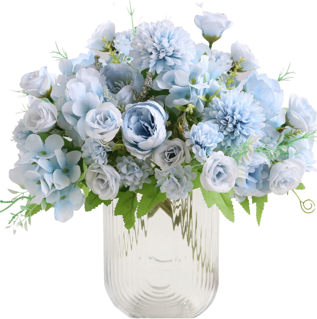 White Artificial Flowers, Fake Silk Peonies Bouquet