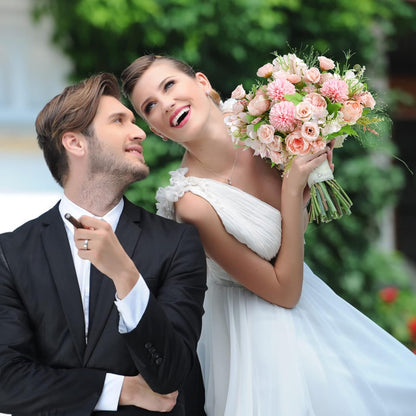 White Artificial Flowers, Fake Silk Peonies Bouquet