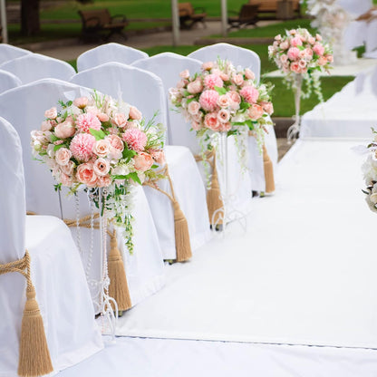 White Artificial Flowers, Fake Silk Peonies Bouquet
