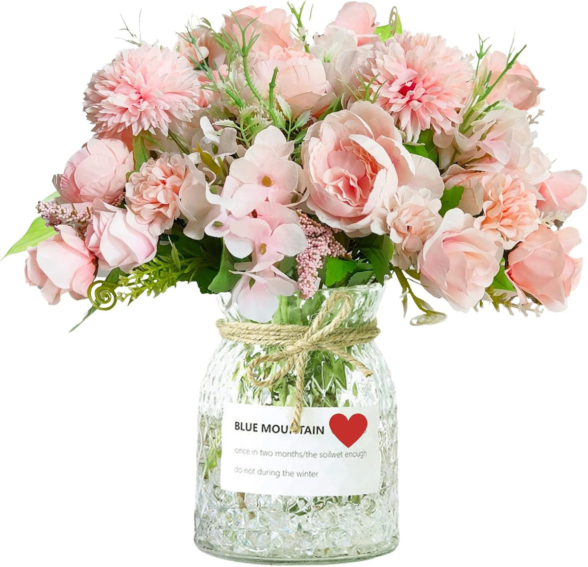 White Artificial Flowers, Fake Silk Peonies Bouquet