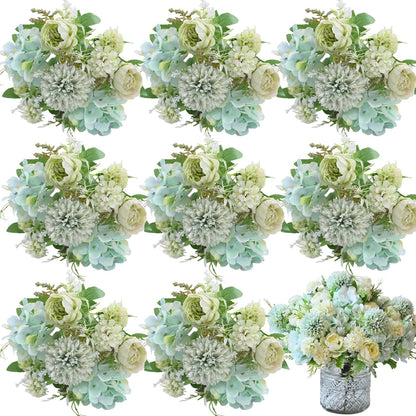 White Artificial Flowers, Fake Silk Peonies Bouquet