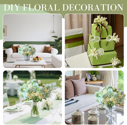 White Artificial Flowers, Fake Silk Peonies Bouquet