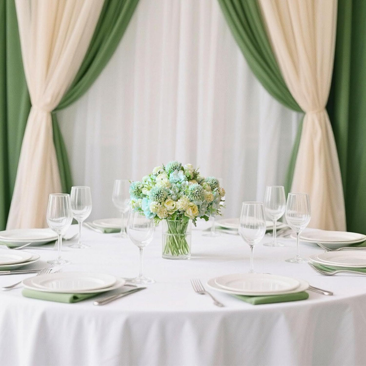 White Artificial Flowers, Fake Silk Peonies Bouquet
