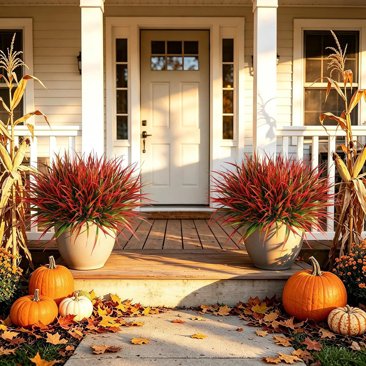 16PCS Artificial Fall Flowers for Outdoors, Fall Home Decorations