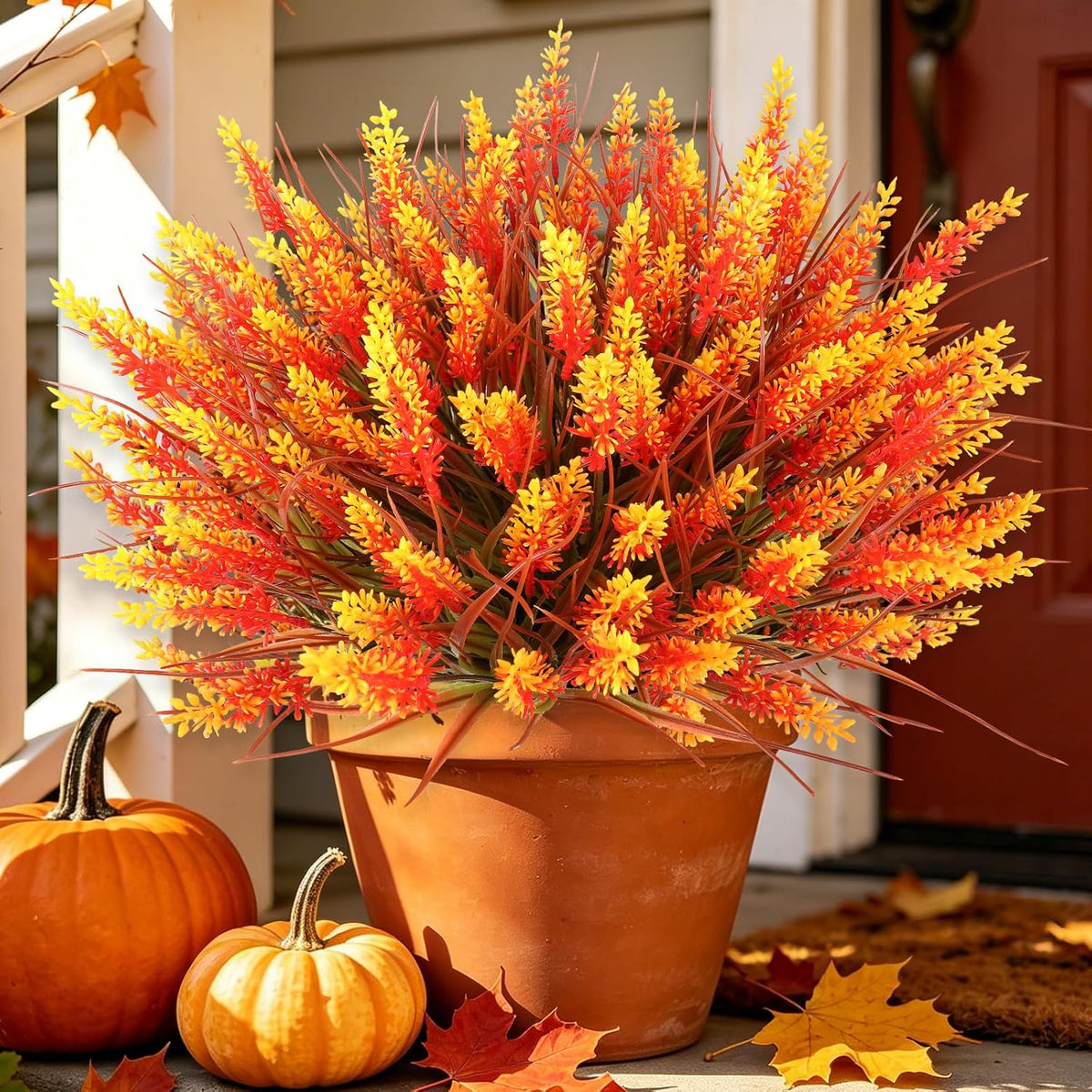 16PCS Artificial Fall Flowers for Outdoors, Fall Home Decorations