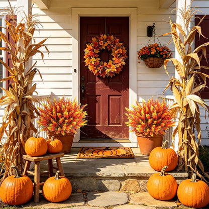 16PCS Artificial Fall Flowers for Outdoors, Fall Home Decorations