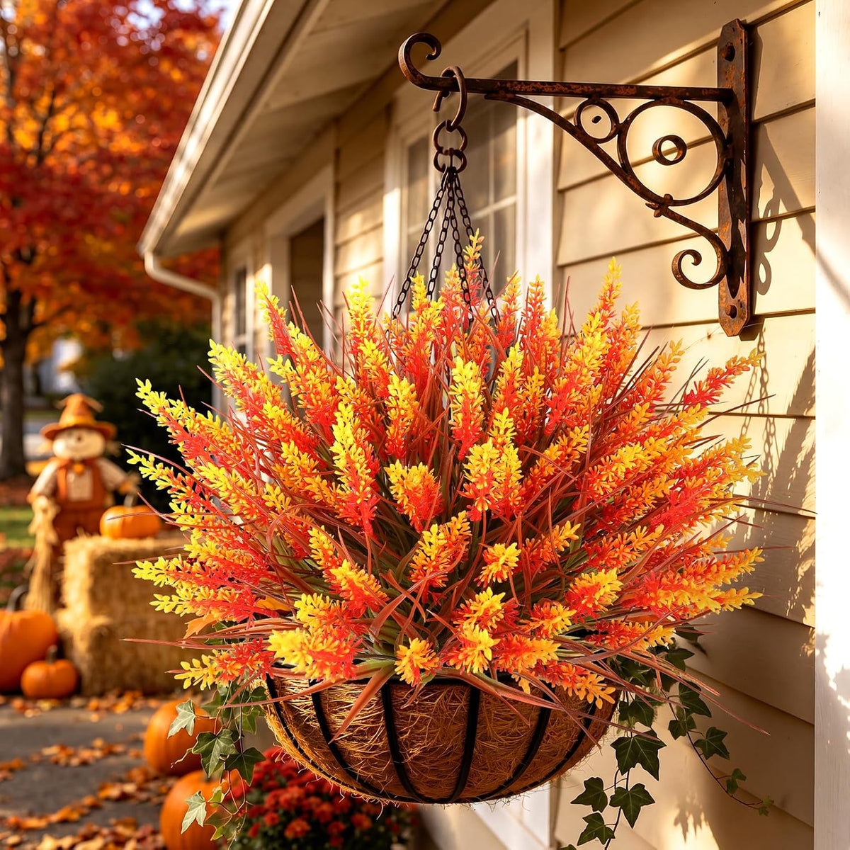 16PCS Artificial Fall Flowers for Outdoors, Fall Home Decorations
