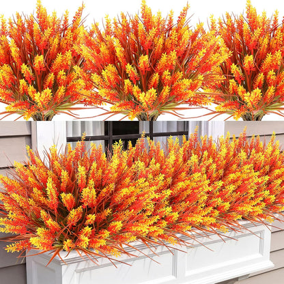 16PCS Artificial Fall Flowers for Outdoors, Fall Home Decorations