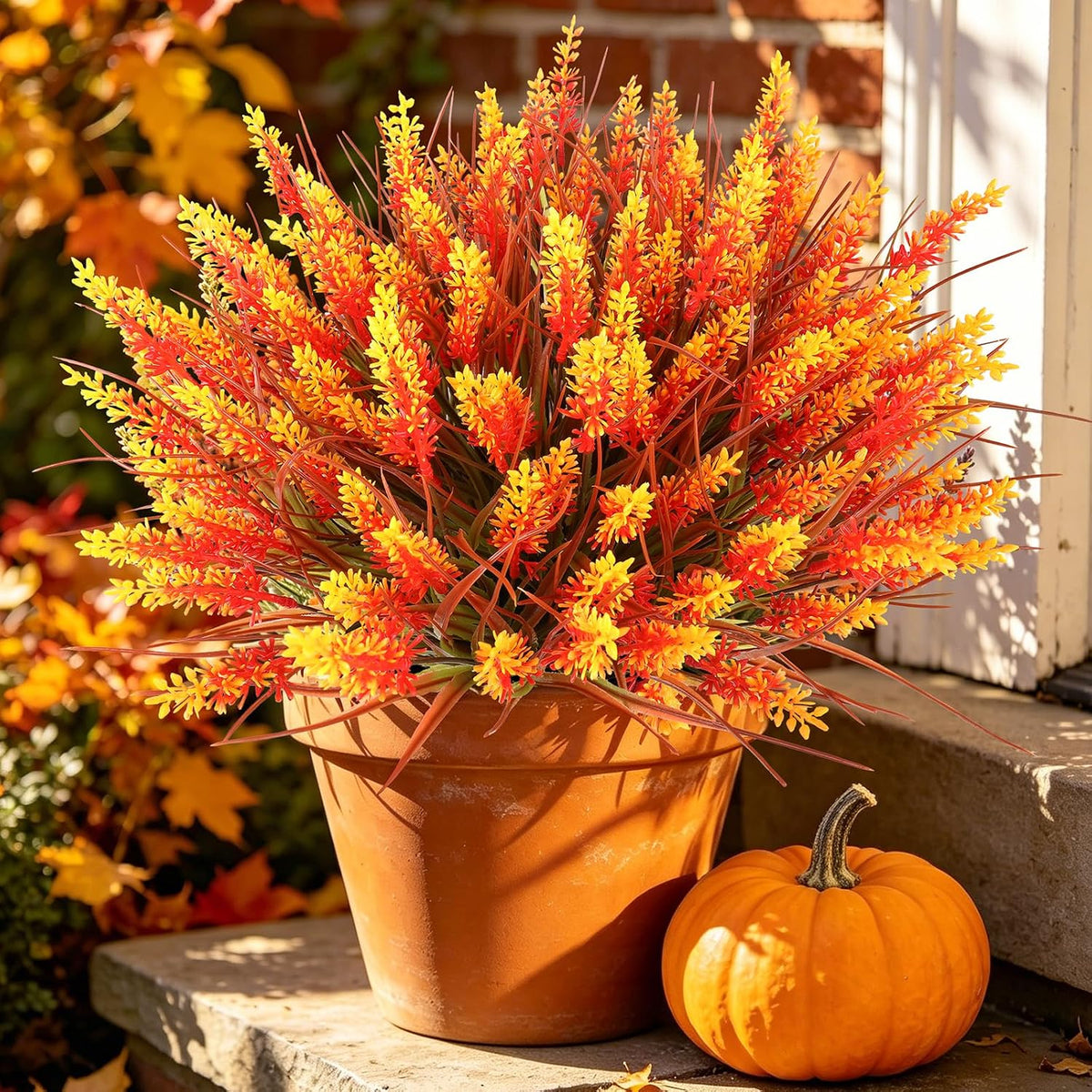 16PCS Artificial Fall Flowers for Outdoors, Fall Home Decorations