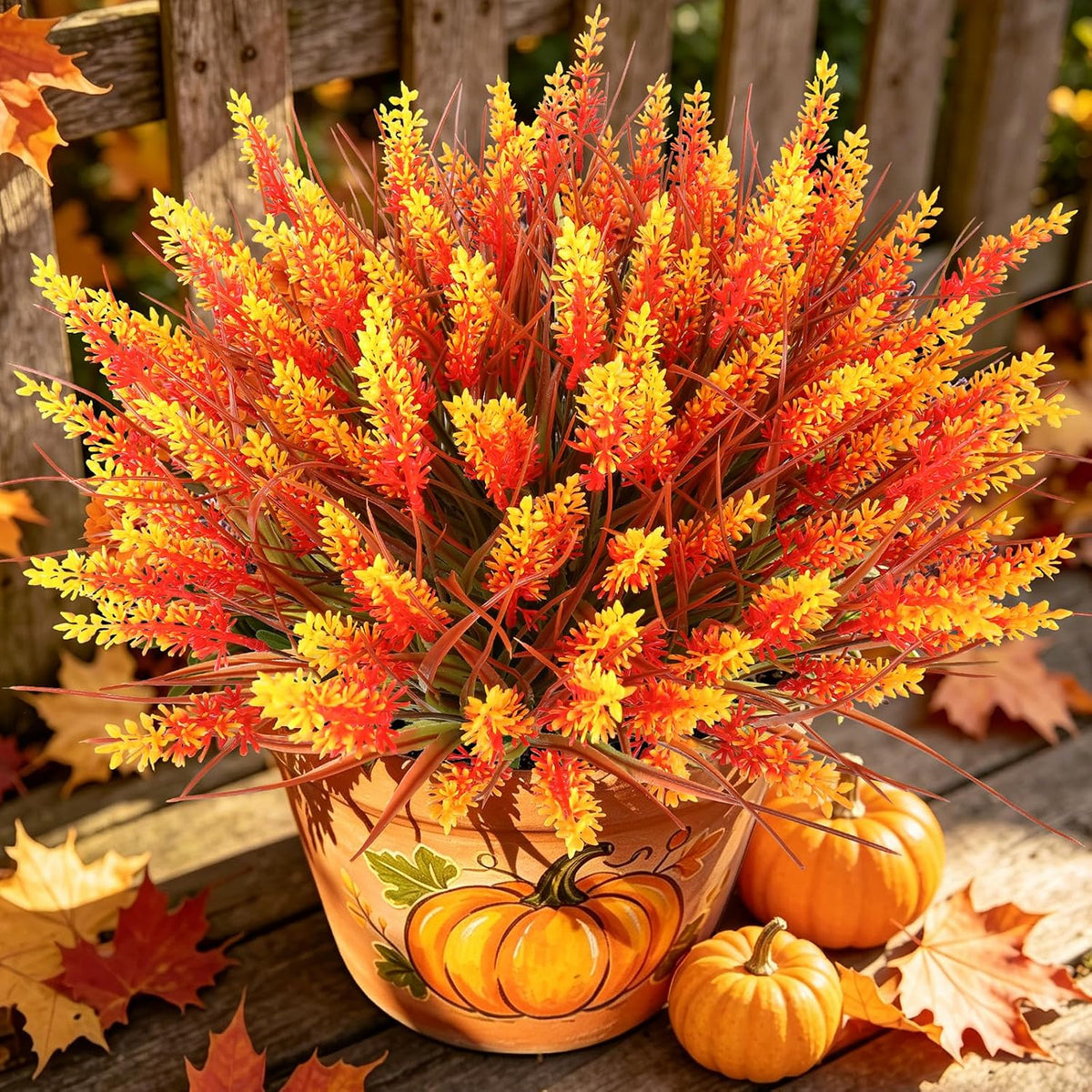 16PCS Artificial Fall Flowers for Outdoors, Fall Home Decorations