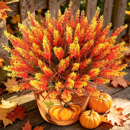 16PCS Artificial Fall Flowers for Outdoors, Fall Home Decorations