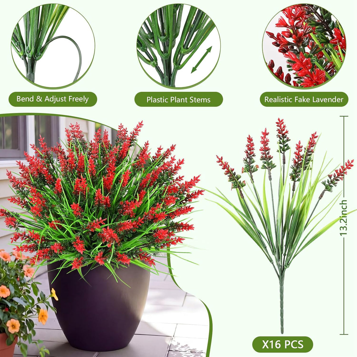 16PCS Artificial Fall Flowers for Outdoors, Fall Home Decorations