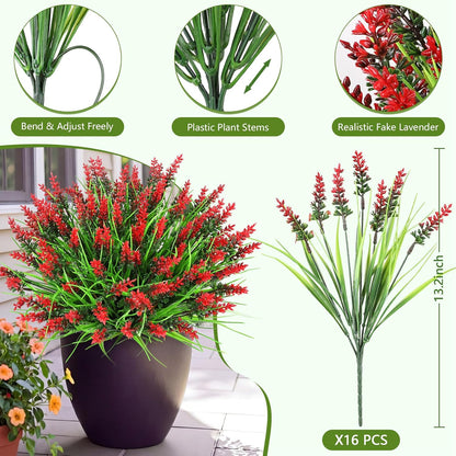16PCS Artificial Fall Flowers for Outdoors, Fall Home Decorations