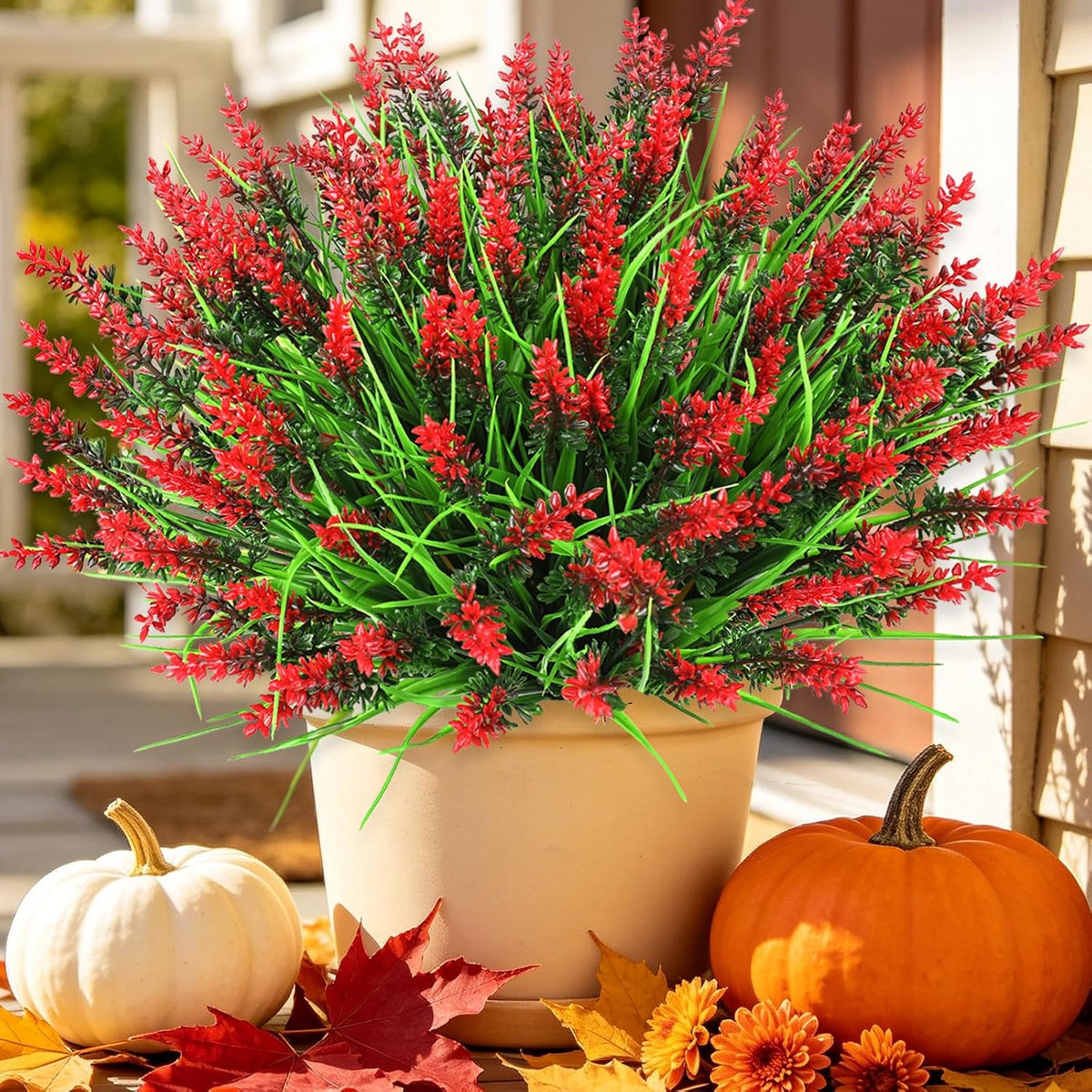 16PCS Artificial Fall Flowers for Outdoors, Fall Home Decorations