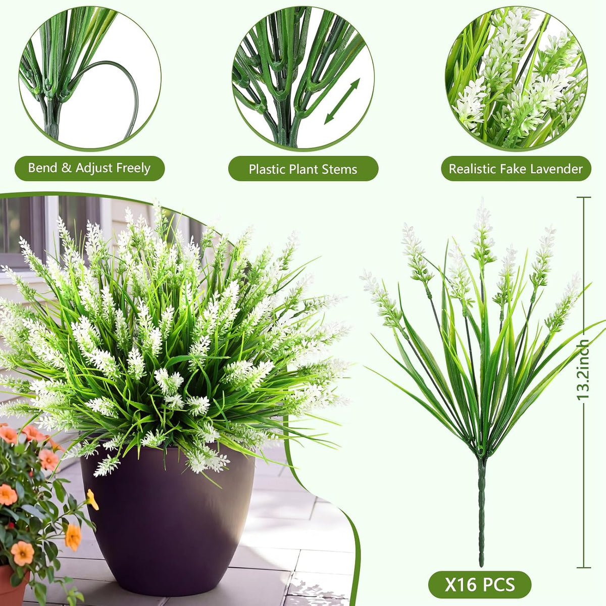16PCS Artificial Fall Flowers for Outdoors, Fall Home Decorations