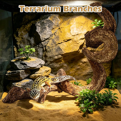 Reptile Climbing Decor Thick Wood Branches Snake Habitat Decorations Terrarium Wooden Tree Trunk Ornament for Bearded Dragon Lizard Snake Geckos Chameleon Frog