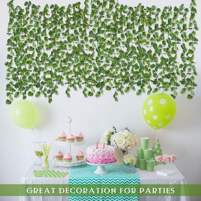 12 Pcs Artificial Monstera Leaf Vines 5.9 ft Fake Hanging Plant Ivy Tropical Palm Leaves Greenery Garland Monstera Faux Vine for Wedding Party Outdoor Decor Garden Porch Jungle Hawaiian Beach