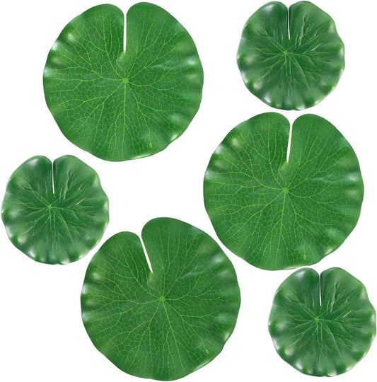 6Pcs Floating Lily Pads for Ponds: Realistic Lily Pads Leaves, Artificial Floating Foam Lotus Leaves Pond Decor for Pond Pool Koi Fish Patio Aquarium