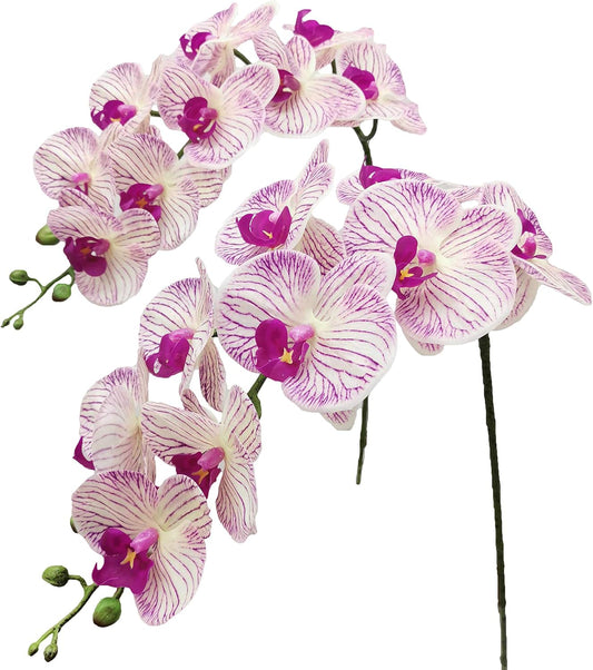 Faux Orchid Stems Artificial Flowers Purple Pattern 38 Inch 2pcs