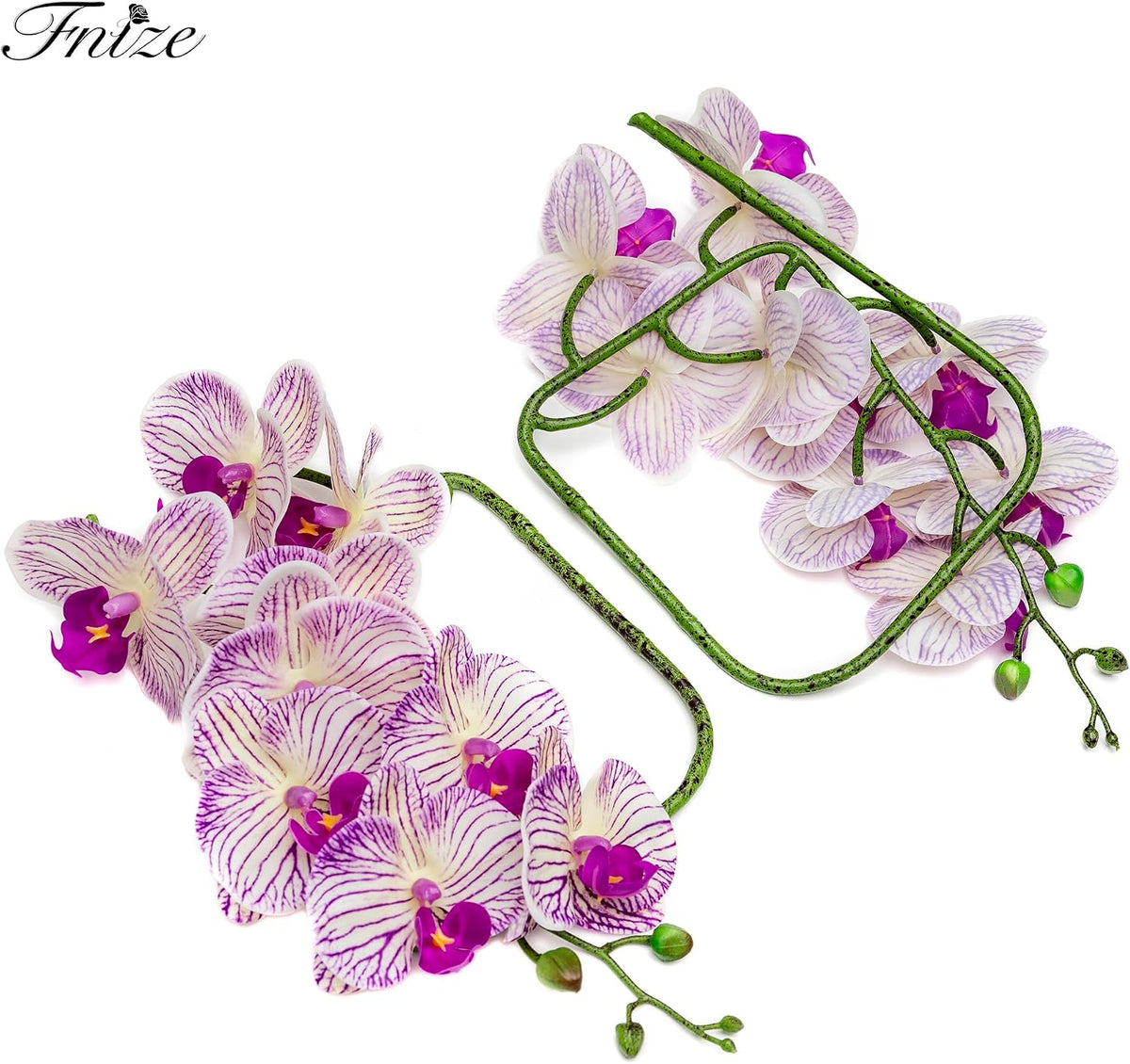 Faux Orchid Stems Artificial Flowers Purple Pattern 38 Inch 2pcs