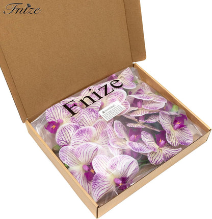 Faux Orchid Stems Artificial Flowers Purple Pattern 38 Inch 2pcs