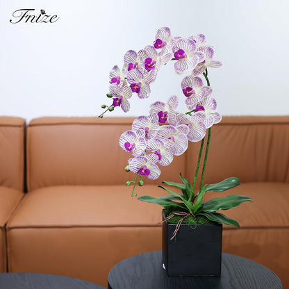 Faux Orchid Stems Artificial Flowers Purple Pattern 38 Inch 2pcs