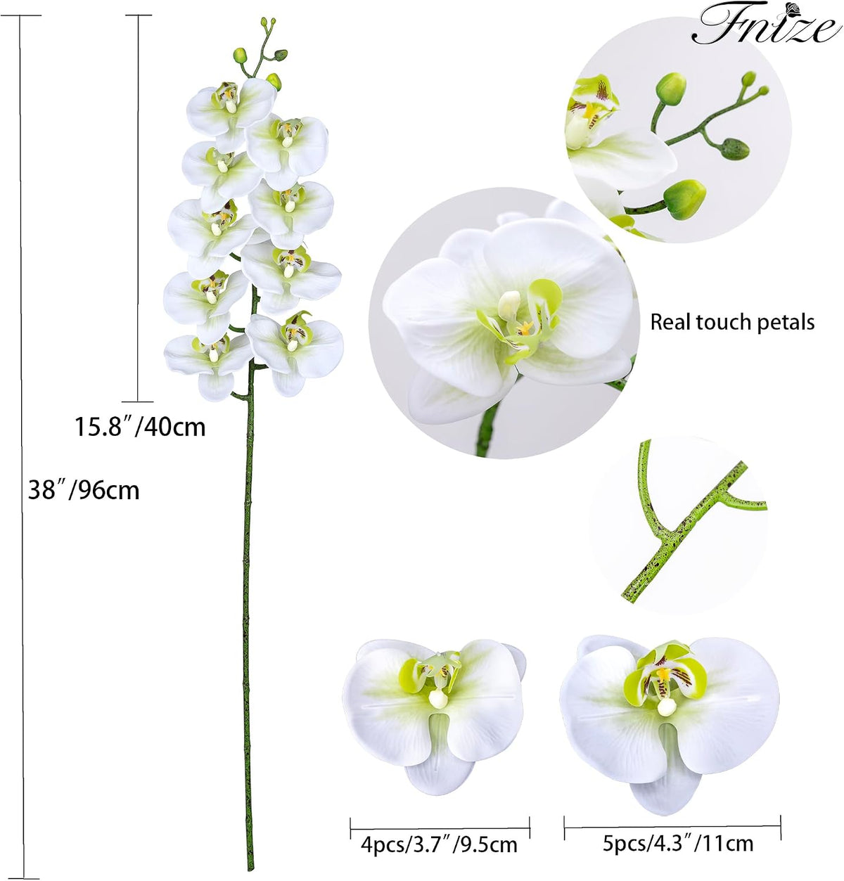 Faux Orchid Stems Artificial Flowers Purple Pattern 38 Inch 2pcs