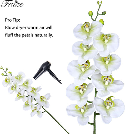 Faux Orchid Stems Artificial Flowers Purple Pattern 38 Inch 2pcs