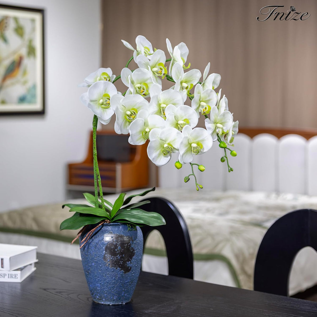 Faux Orchid Stems Artificial Flowers Purple Pattern 38 Inch 2pcs