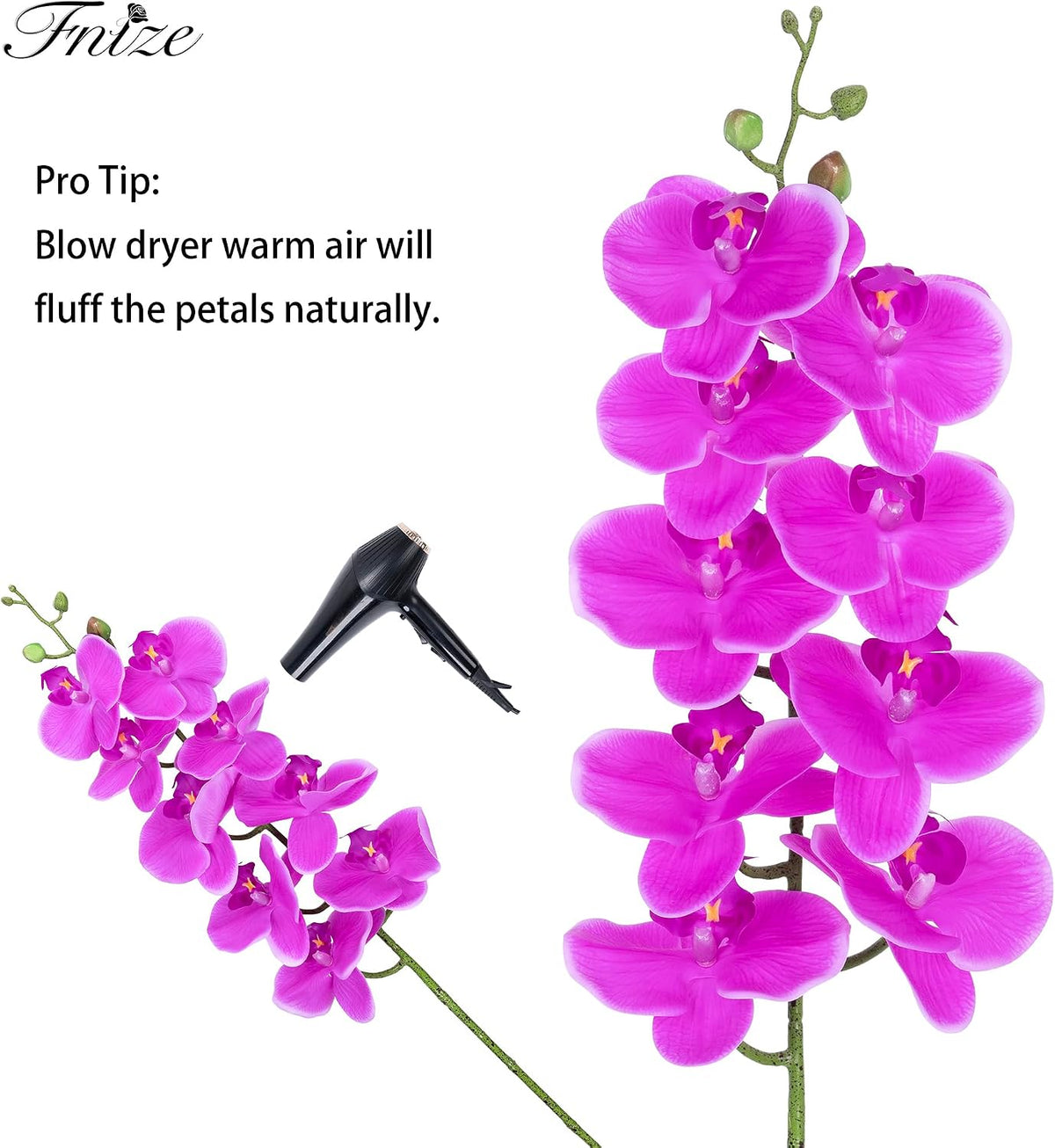 Faux Orchid Stems Artificial Flowers Purple Pattern 38 Inch 2pcs