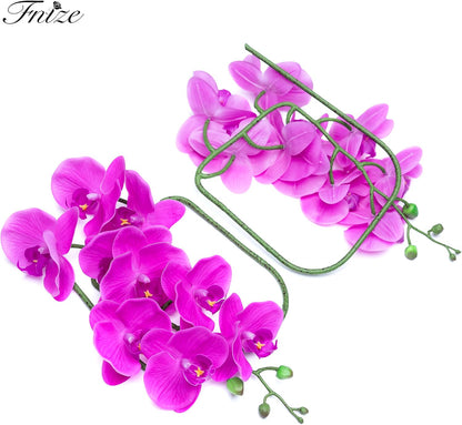 Faux Orchid Stems Artificial Flowers Purple Pattern 38 Inch 2pcs