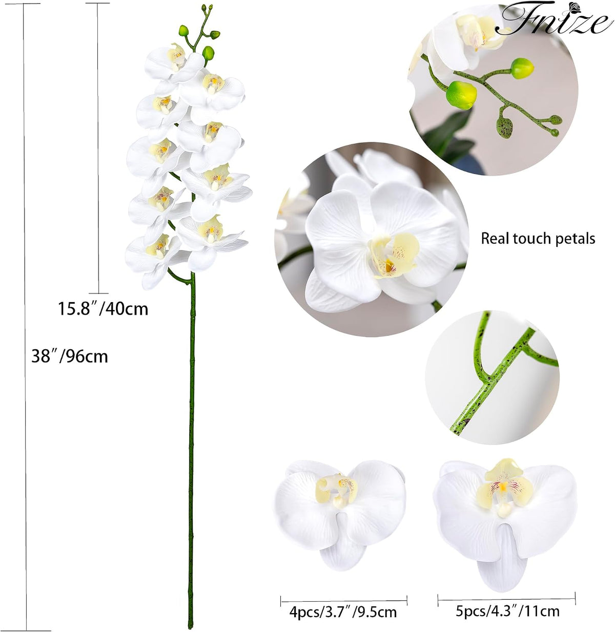 Faux Orchid Stems Artificial Flowers Purple Pattern 38 Inch 2pcs
