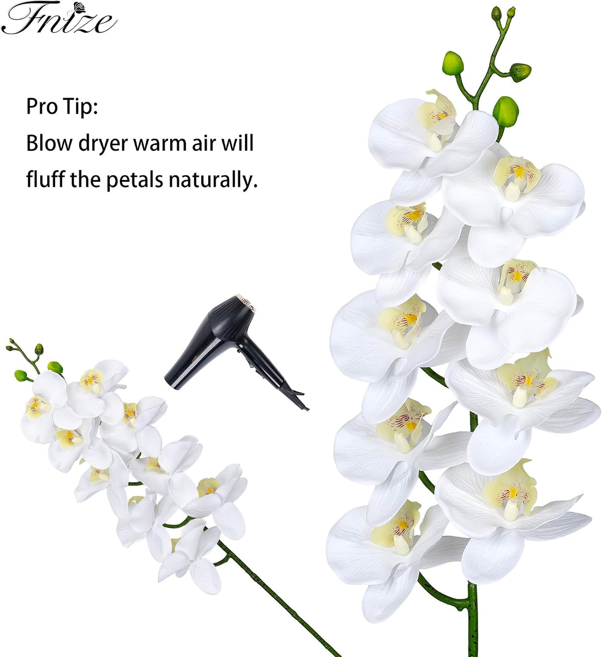 Faux Orchid Stems Artificial Flowers Purple Pattern 38 Inch 2pcs